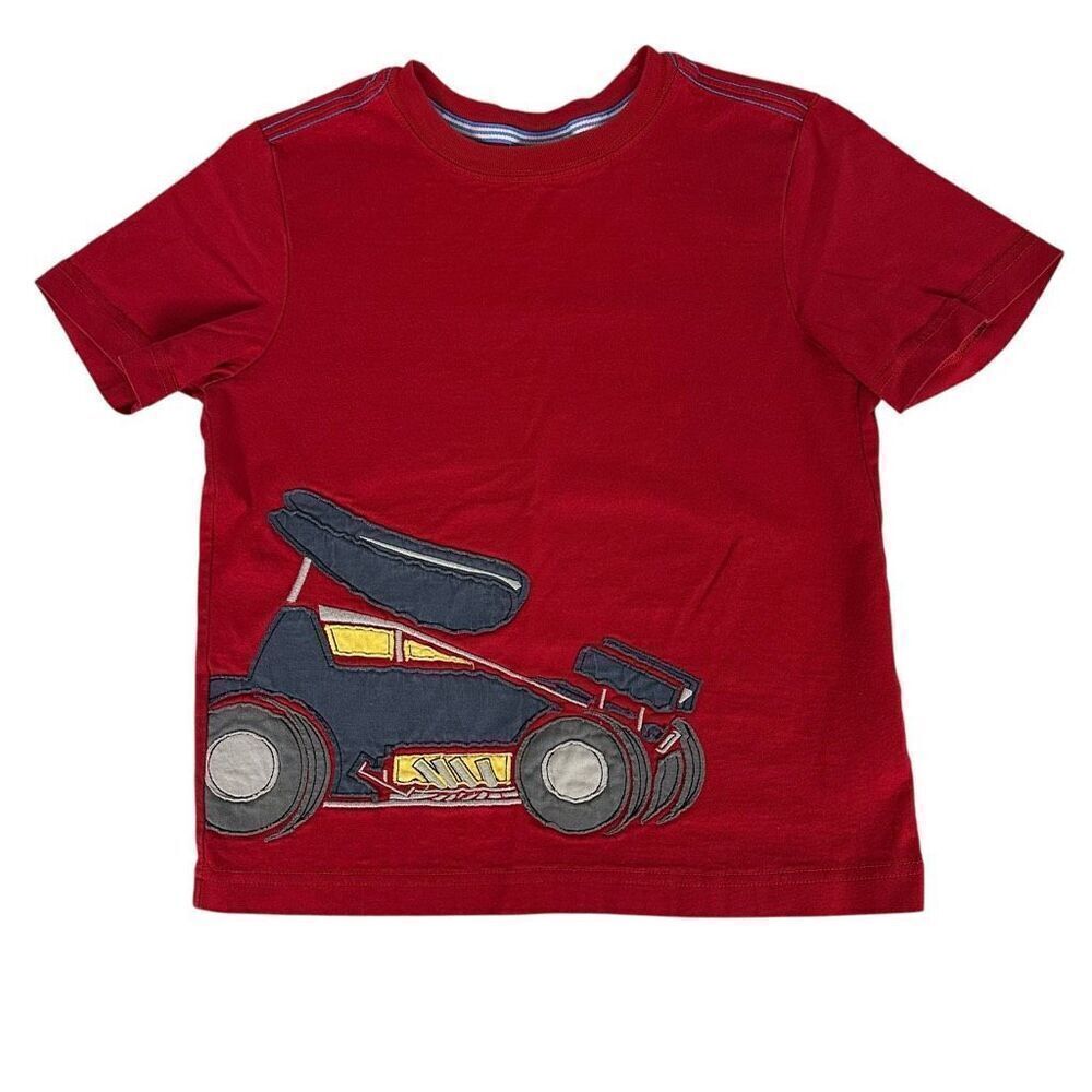 Hanna Andersson Race Car Applique T-Shirt size 140 / 10 Red